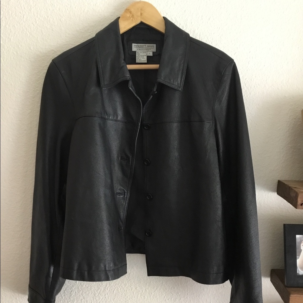 Newport News East Style black leather jacket